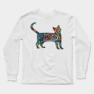 cat silhouette with colorful Design - Gifts Long Sleeve T-Shirt